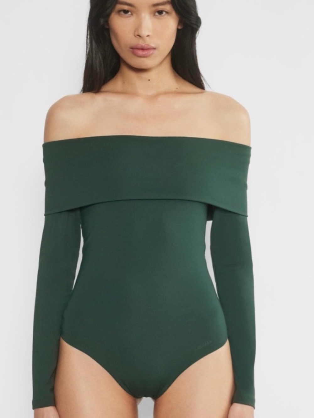 Aritzia Contour ‘Deco’ Black Off Shoulder Bodysuit - Women’s XL, Scarab